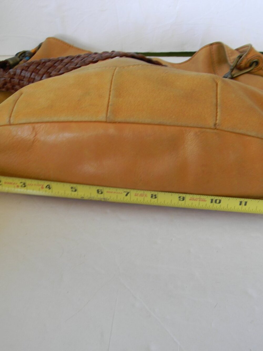 The Sak Mustard Yellow Leather Hobo Shoulder Bag Braided Strap purse BOHO FALL - Picture 5 of 9